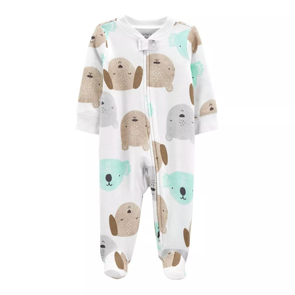 Carter's Newborn Baby Footed Pajamas Puppy 2-Way Zip Sleeper Cotton NWT
